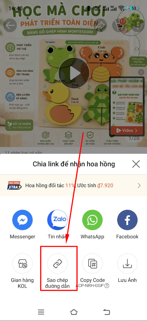 Bước 3: Sao chép đường dẫn (Link) sản phẩm - ảnh 1